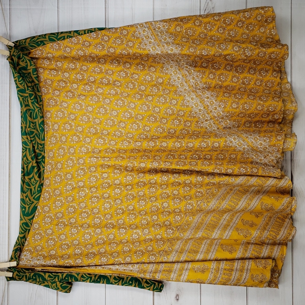 Darn Good Yarn Sari Silk Wrap Skirt Ankle Goddess - Picture 6 of 16